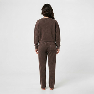 Acid Wash Women Tracksuit Set Oversized <b>Crewneck</b> Sweatshirt And Sweatpants Two Piece Streetwear Outfit OEM ODM Manufacturer - Product Image 2