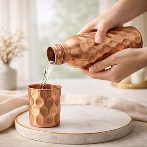 Hammered Pure <b>Copper</b> Water <b>Bottle</b> with Glass Pure <b>Copper</b> <b>Drinking</b> <b>Bottle</b> Tumblers for Home Office Gift - Product Image 3