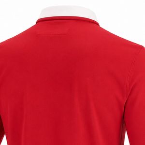 <b>Red</b> Rib Rugby Jersey Long Sleeve Polo Style Team Shirt Sports Uniform Athletic Wear Match Training Apparel Outdoor Game Clothing - Product Image 3
