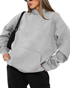 Sudadera con capucha para mujer, personalizada con logo, de poliéster/algodón, manga regular, holgada, al por mayor, estilo urbano, color liso - Product Image 4