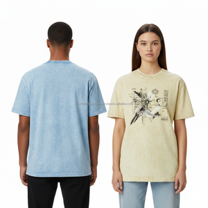 T-shirt épais 240 g/m² délavé à l'acide, personnalisable avec logo, pour homme, coupe oversize, uni, vintage, coupe carrée, unisexe, streetwear, vente en gros - Product Image 5