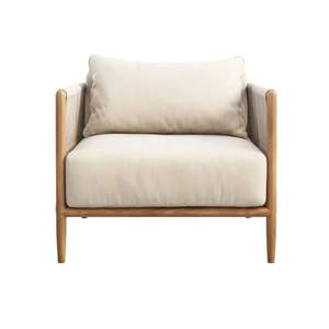 Ensemble de canapés d'extérieur modernes Waro en bois massif, 4 places, avec coussins, pour conversation en jardin, entrepôt - Product Image 6