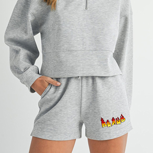 2026 Hot Selling Women's Grey Marl Athletic Set Slim Fit Workout Shorts with Pockets - Product Image 2