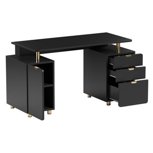 Elegant Floating <b>Shelf</b> with <b>Gold</b>-Metal Accents | Teak Wood | Wholesale - Product Image 2