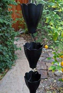 Chaîne de pluie en métal de dernière génération pour décorations de jardin ou ornementations, couleur noire avec finition thermolaquée, à prix avantageux - Product Image 2