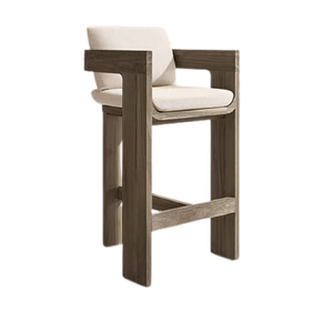 Silla de Bar Moderna de Lujo para Exteriores, Fabricada en Madera de Teca Sólida, con Asiento Acolchado y Respaldo Curvo, para Uso en Bares, Hoteles y Restaurantes - Product Image 5