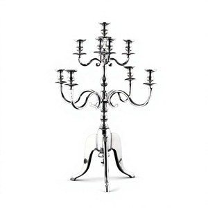 Candélabre de sol de luxe en aluminium, porte-bougie à 9 lumières, résistant à la chaleur, centre de table pour hôtel, mariage, Halloween, Noël, Saint-Valentin - Product Image 1