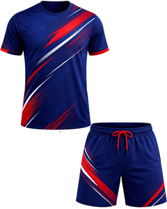 Ensemble deux pièces pour homme, t-shirt et short de sport en tissu éponge 100% coton, streetwear, léger, respirant, uniforme de sport - Product Image 1