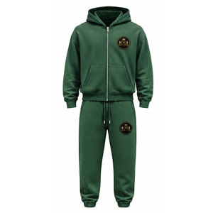 Ensemble de survêtement à capuche violet 100% coton avec fermeture éclair intégrale, poche avant et patch brodé appliqué 480 g/m² - Product Image 5