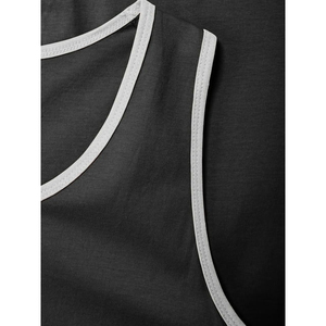 Camiseta sin mangas de punto para hombre, color negro sólido, cuello redondo, estilo casual - Product Image 3
