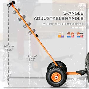 Pala da Neve con Lama da 29 Pollici, Ruote da 10 Pollici, Angolo Regolabile, Manico in Legno/Metallo, Spingipista Manuale, Colore Arancione, Personalizzabile OEM - Product Image 5
