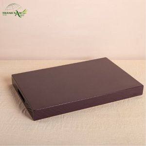 Plateau de service artisanal en bambou laqué, écologique, durable et adapté aux aliments, avec finition dorée - Product Image 5