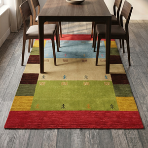 Modern Multicolor Hand Knotted Wool Gabbeh Area Rug with Color <b>Block</b> Tribal Design Decorative Carpet for Living Room - Product Image 5