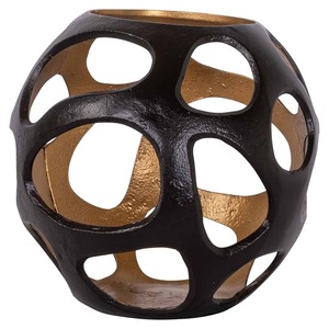 Black Iron <b>Lantern</b> With <b>Gold</b> Interior Openwork Design Heat Resistant Home Decoration - Product Image 4