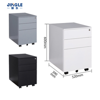 Meuble de rangement mobile en acier à ouverture latérale avec serrure, convertible sous le bureau, en métal avec roulettes pour bureau et atelier