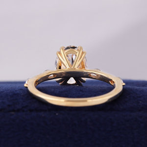 แหวนหมั้นเพชรทรงรีรับรองโดย IGI ทองคำขาว 14k ประดับเพชรแบบ Pave - Product Image 5