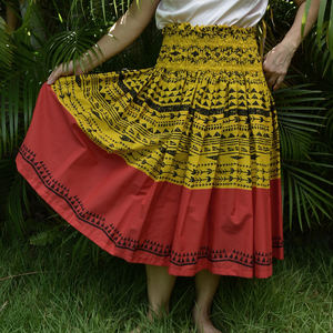 Falda Larga de Algodón 100% para Mujer, Bordada con Flores Hawaianas, Estilo Tropical, para Playa o Isla, Otoño, Casual, Ligera y Fluida - Product Image 6