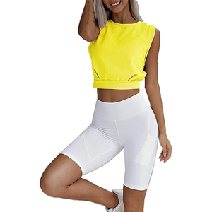 Top Deportivo Corto para Mujer, Estilo Athleisure, Sin Mangas, Corte Holgado, para Gimnasio, Yoga, Camiseta Deportiva - Product Image 3