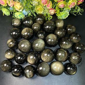 Boule de cristal en obsidienne dorée polie haute qualité étoile or brillance sphère de pierres précieuses obsidienne naturelle pour une utilisation en souvenir - Product Image 2
