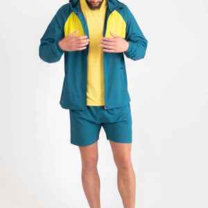 Ensemble de survêtement sportif à capuche pour homme, color block, séchage rapide, respirant, en coton, avec strass, short épais, poches latérales, hiver - Product Image 3