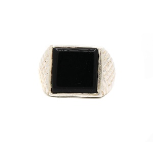 Wholesale 925 Sterling Silver Square Natural Black <b>Onyx</b> Gemstone <b>Signet</b> <b>Ring</b> Textured Bold Men's Statement Fine Handmade Jewelry - Product Image 1