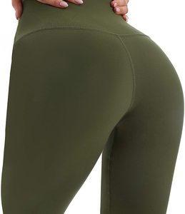 High Waisted Solid Knitted <b>Womens</b> Fitness <b>Leggings</b> Anti-Bacterial Breathable Gym Workout Stretch Activewear Custom Yoga - Product Image 5