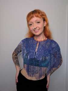 Top Corto de Moda para Mujer con Lentejuelas, Perlas y Borlas, Bralette Brillante con Pedrería y Cadenas - Product Image 4