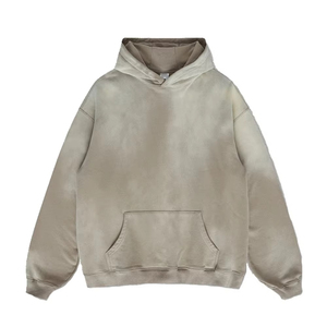เสื้อฮู้ดดี้สตรีทแวร์แบบสั่งทำปี 2026 สีซีดจาง สไตล์ดรอปโชว์เดอร์ หนานุ่ม ทรงโอเวอร์ไซส์ แบบซิป มีฮู้ด  เสื้อฮู้ดดี้ทรงครอปสีซีดจางสำหรับผู้ชาย - Product Image 3