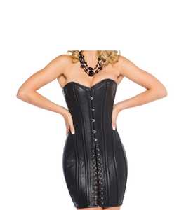 Women's Goth <b>Punk</b> Plus-Size Zipper Leather Lace Corset Shapewear Waist Cinchers Hip Enhancer Satin Fabric Quick Dry Firm Control - Product Image 1