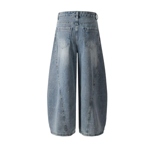 Jean décontracté coupe droite pour homme en coton respirant, taille mi-haute, coupe régulière, délavage chimique, été - Product Image 3