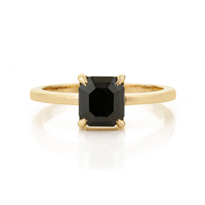 Anillo Solitario de Diamante Negro en Oro Amarillo Sólido de 14K, Nuevo y Más Vendido, para Unisex, Piedra de Nacimiento de Abril, Joyería de Moda para Damas - Product Image 1
