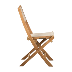 Chaise pliante minimaliste en teck pour l'extérieur avec assise et dossier en corde tressée, chaises de salle à manger pour le jardin - Product Image 2
