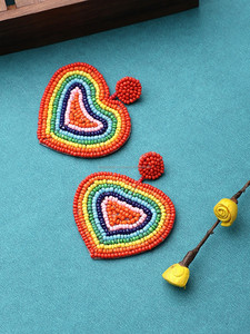 ต่างหูลูกปัดหลากสีใส่ได้ทั้งชายและหญิงต่างหูแบบคลาสสิกลายหัวใจบานเครื่องประดับแฟชั่นแบบไม่เหมือนใคร - Product Image 4