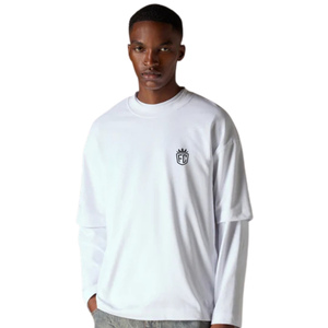 T-shirt en coton oversize pour homme, logo minimaliste sur la poitrine, streetwear, manches courtes, décontracté, mode, vente en gros, OEM, usine personnalisée - Product Image 5