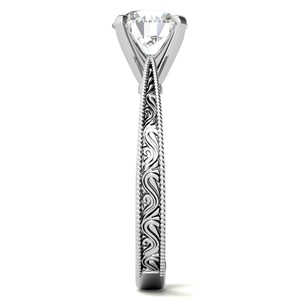 Antique Style Round Brilliant Moissanite <b>Solitaire</b> Engagement <b>Ring</b> 925 Sterling <b>Silver</b> Vintage Milgrain Bridal <b>Ring</b> - Product Image 5