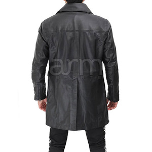 Online Hot Selling Men Leather Long Coat Outdoor Use Windproof Men Leather Long Coats For Sale - Product Image 2