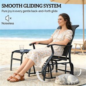 Sedia a dondolo da esterno nera per portico e patio - Product Image 4