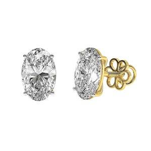 Boucles d'oreilles clous en diamant de laboratoire taille brillant, or jaune 14 carats, certifiées IGI, tendance, classiques, solitaires, élégantes, bijoux fins, cadeau - Product Image 1