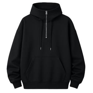 Sudadera con Capucha de Cuello Alto y Media Cremallera, Estilo Holgado con Bolsillo Tipo Canguro, Sudadera de Felpa Personalizada de Estilo Urbano, Fabricación OEM - Product Image 1