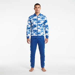 Men's Blue Camouflage Sublimated Tracksuit Zip Up Jacket Matching <b>Trousers</b> Fitness Gym Workout Athletic <b>Training</b> Sports Set - Product Image 5