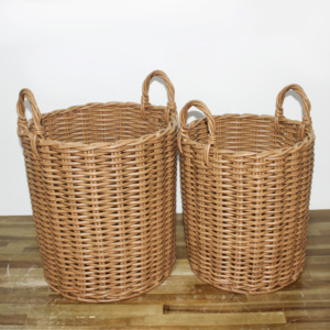 Panier de rangement mural multifonctionnel en rotin robuste marron fait main et écologique, taille S, pour boissons/aliments - Product Image 5