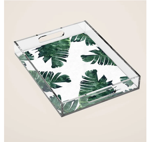 Plateau de service en acrylique à motif imprimé feuille, idéal pour le Nouvel An, pour servir pâtisseries, bonbons et chocolats - Product Image 1