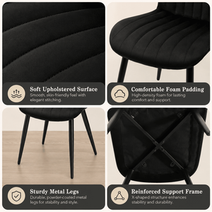 Set di 2 Sedie da Pranzo Moderne in Velluto con Gambe in Metallo, Pieghevoli, per Soggiorno, Camera da Letto, Esterni, Lounge e Caffè - Product Image 5