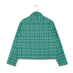 Camisa de Hombre de Alta Calidad, Talla Grande, con Doble Bolsillo Grande, Botones Cubiertos, Manga Larga, Diseño a Cuadros Verde, Camisas de Diseñador - Product Image 2