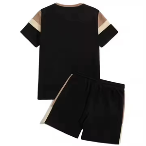 Conjunto de Camiseta de Manga Corta con Bloques de Color para Hombre y Pantalones Cortos, Cuello Redondo, Cintura Elástica, Ropa Casual Transpirable - Product Image 2