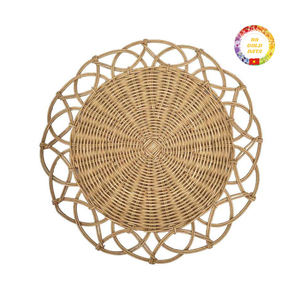Natural Rattan Placemat 35cm | Handmade <b>Round</b> Charger Plate | Boho <b>Table</b> Decor OEM Manufacturer - Product Image 4
