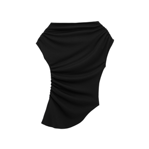 Women's Asymmetrical Camis Tank <b>Top</b> <b>Built</b>-<b>in</b> <b>Bra</b> White & Black Ribbed 100% Cotton XS - Product Image 3