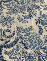 Nappe rectangulaire en coton imprimé floral bleu classique, lavable, décoration d'intérieur
