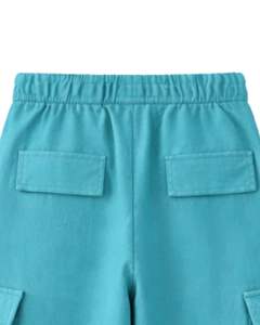 Pantalon cargo ample en molleton bleu turquoise pour femme, taille élastique, coupe décontractée, streetwear confortable pour l'hiver - Product Image 3