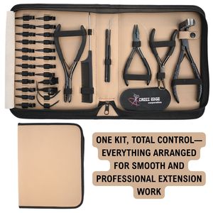 Kit d'outils pour extensions capillaires : Pinces de coiffage, aiguille courbée pour la séparation des mèches, peigne à queue, fil crochet, pince à sertir pour extensions à bandes adhésives - Product Image 6